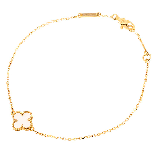 ヴァンクリーフ＆アーペル スウィート アルハンブラ ブレスレット VCARF68800 イエローゴールド/ホワイト 中古