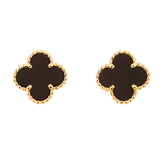 ヴァンクリーフ＆アーペル ヴィンテージ アルハンブラ ピアス イエローゴールド/ブラック 中古