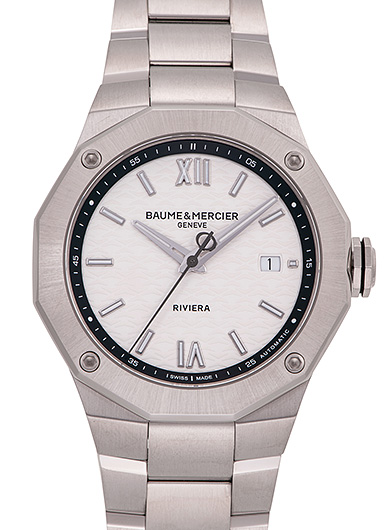 ボーム＆メルシェ リビエラ デイト M0A10829 ホワイト 新品