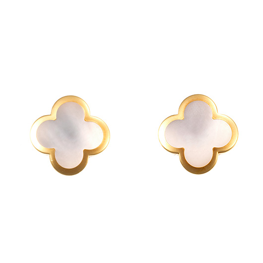 ヴァンクリーフ＆アーペル ピュア アルハンブラ ピアス イエローゴールド/ホワイト 中古
