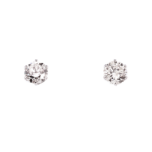 ノーブランド 一粒 ダイヤモンド ピアス 4718870 プラチナ/シルバー 新品