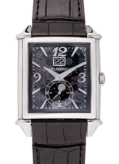 ジラールペルゴ ヴィンテージ1945 XXL ラージデイト ムーンフェイズ 25882-11-223-BB6B グレー 中古