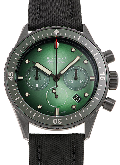 ブランパン フィフティ ファゾムス バチスカーフ フライバック 5200-0153-B52A グリーン 中古
